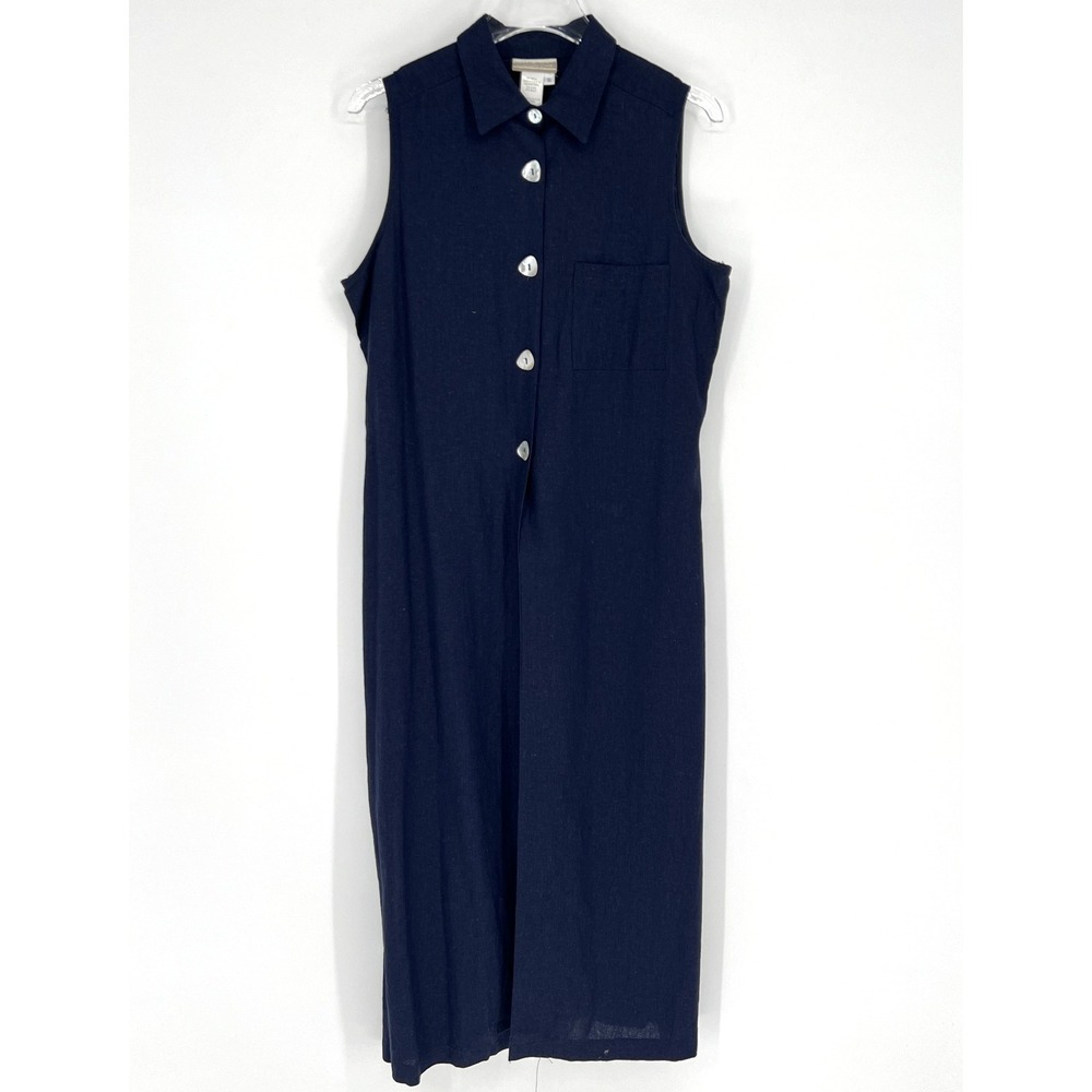 Coldwater Creek Tunic Top Womens S Linen Blend Blue Duster Lightweight Lagenlook